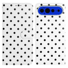 Google Pixel 11 Pro XL Fodral L&auml;der Prickigt M&ouml;nster Vit