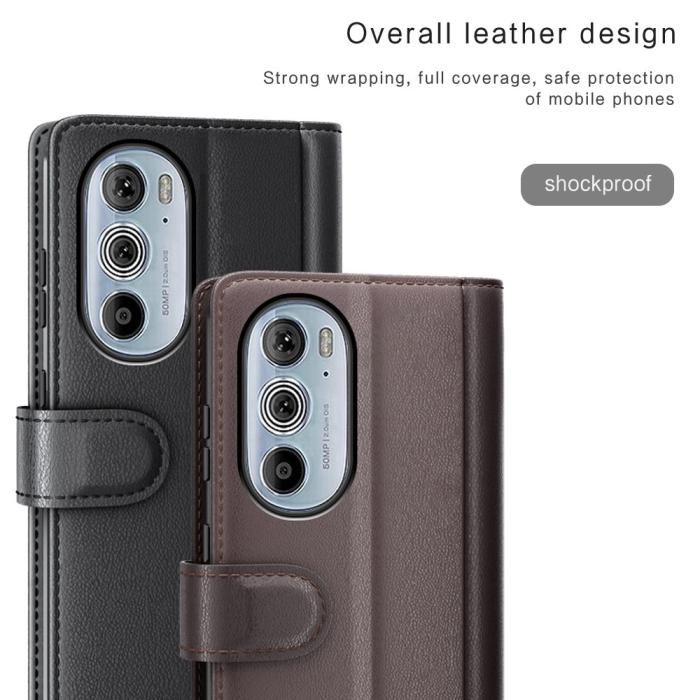 Bild 4, Motorola Edge 30 Pro Fodral Premium Äkta Läder Svart