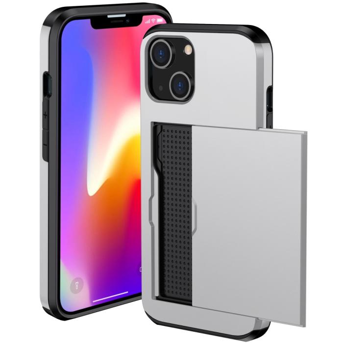 Bild 2, iPhone 15 Plus Skal Hybrid Med Kortfack Silver