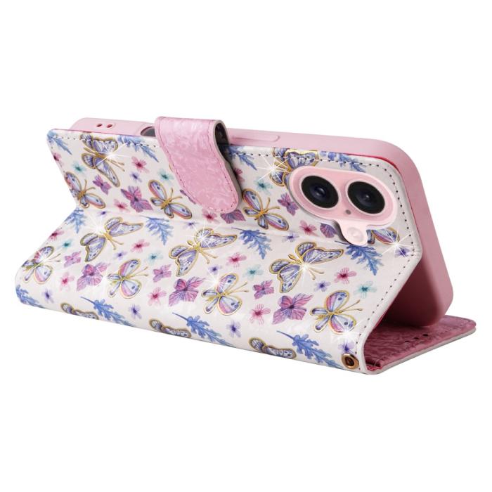 Bild 4, iPhone 16 Fodral Med Tryck Fjärilar / Blommor RFID