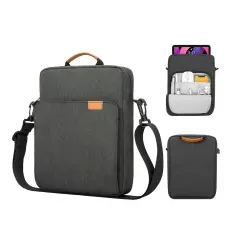 Laptop Axelväska För 11" I Vattentätt Nylon Mörk Grå