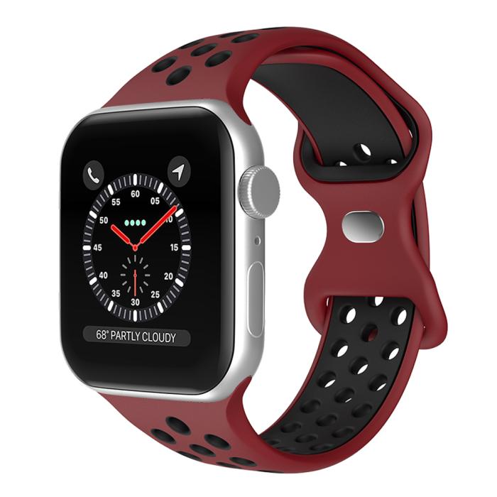 Bild 2, Sportarmband Dual-Color Apple Watch 41/40/38 mm (S/M) Vinröd/Svart