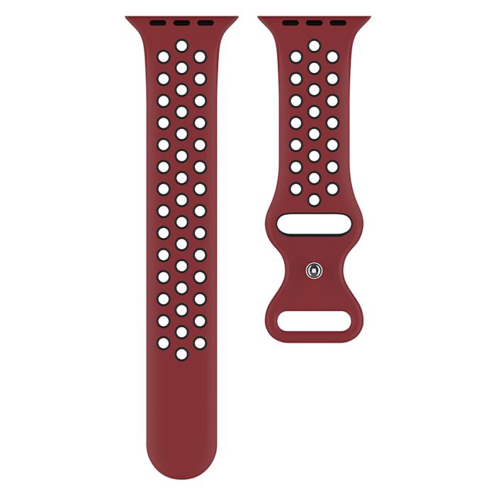 Bild 3, Sportarmband Dual-Color Apple Watch 41/40/38 mm (S/M) Vinröd/Svart