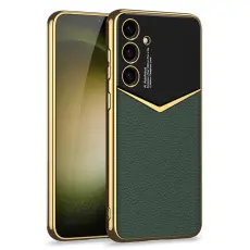 GKK Galaxy S25 Plus Skal L&auml;der Hybrid Electroplate Gr&ouml;n