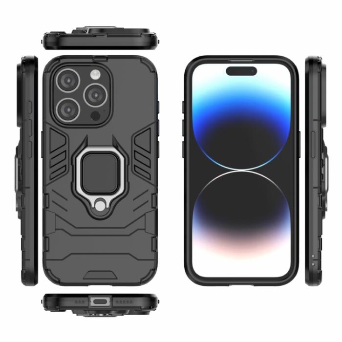 Bild 2, iPhone 15 Pro Skal Armor Hybrid Ring Svart