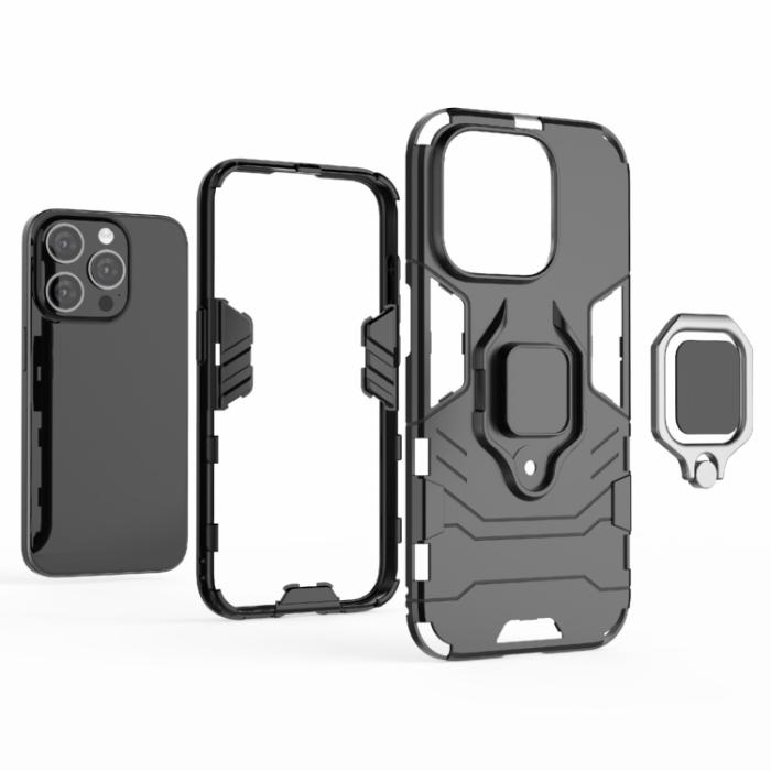 Bild 3, iPhone 15 Pro Skal Armor Hybrid Ring Svart