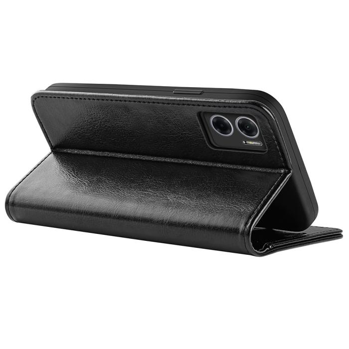 Bild 4, Xiaomi Redmi 10 5G Fodral Crazy Horse Läder Svart