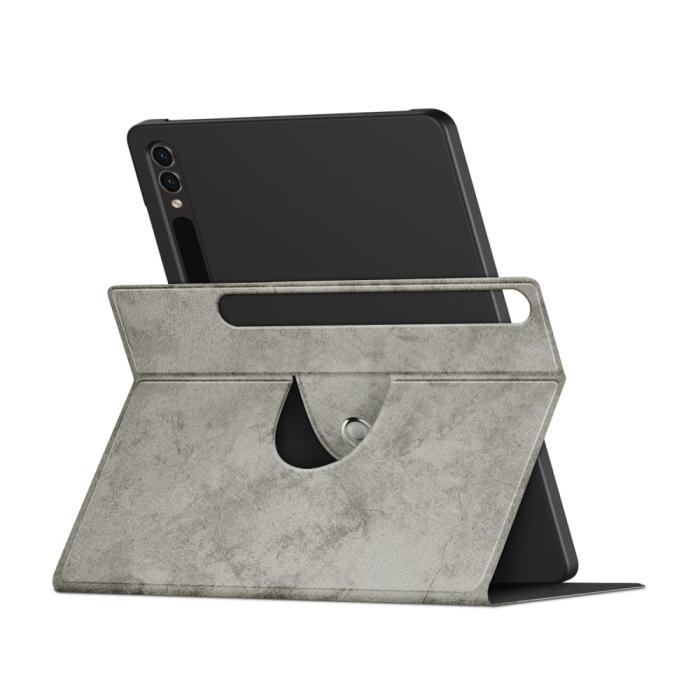 Bild 4, Galaxy Tab S9 Fodral Läder 360° Rotation Grå