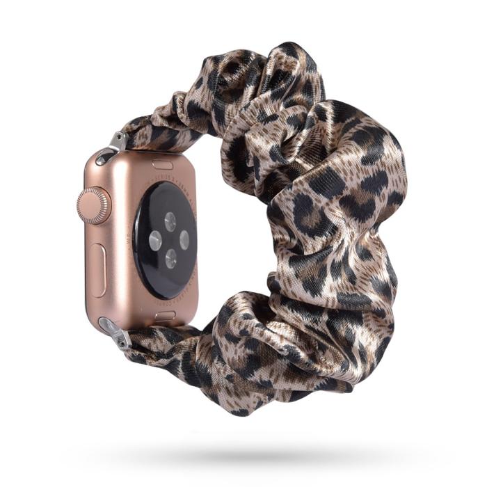 Bild 1, Scrunchie Silk Leopard Armband Apple Watch 42/44/45/49 mm