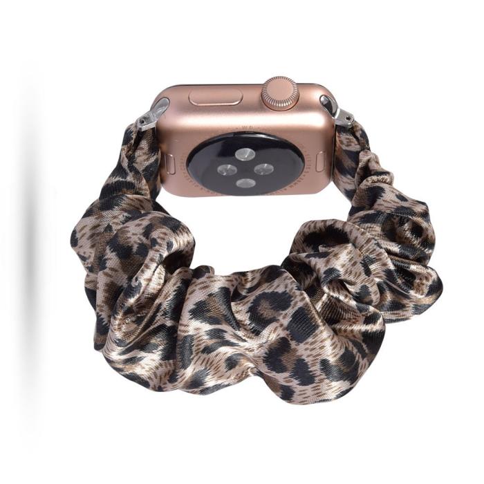 Bild 2, Scrunchie Silk Leopard Armband Apple Watch 42/44/45/49 mm