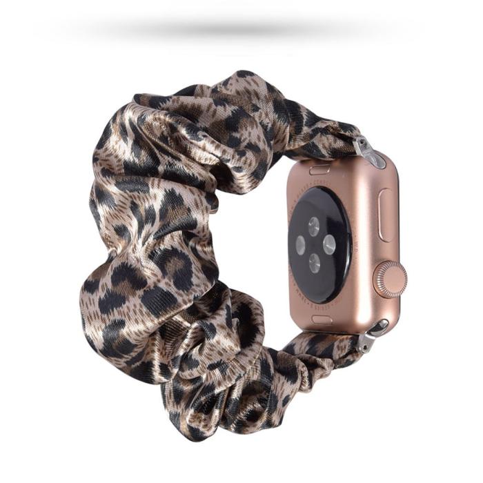 Bild 3, Scrunchie Silk Leopard Armband Apple Watch 42/44/45/49 mm