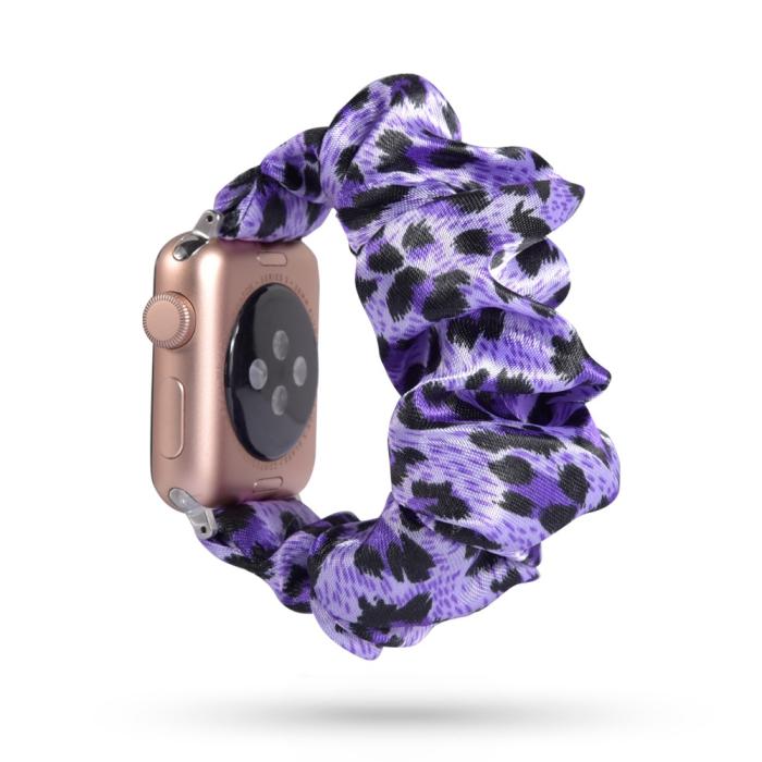 Bild 1, Scrunchie Silk Purple Leopard Armband Apple Watch 42/44/45/49 mm