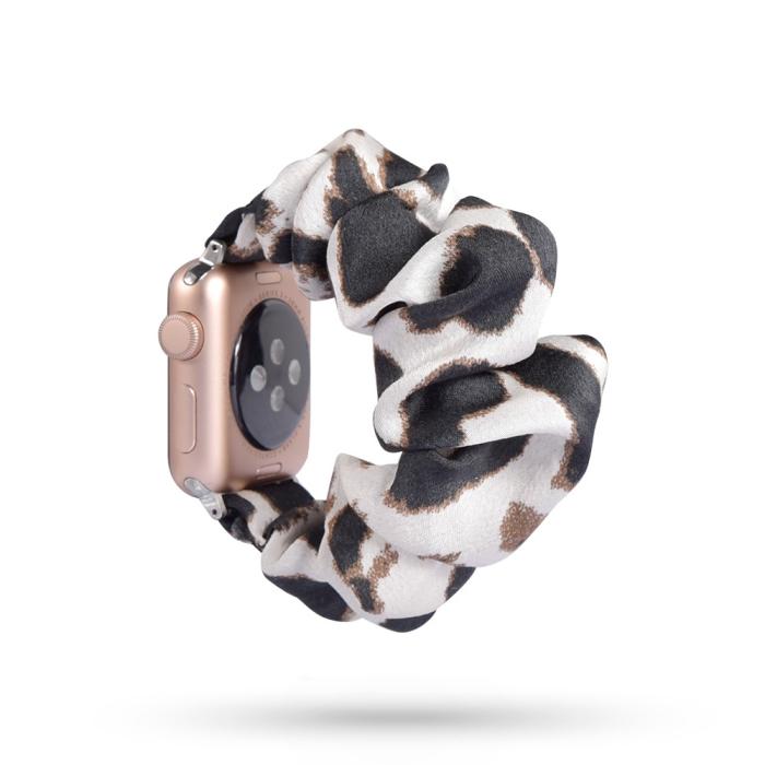 Bild 1, Scrunchie White Leopard Armband Apple Watch 41/40/38 mm