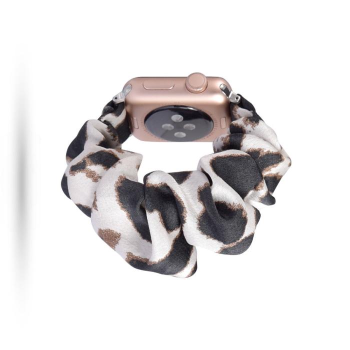 Bild 2, Scrunchie White Leopard Armband Apple Watch 41/40/38 mm