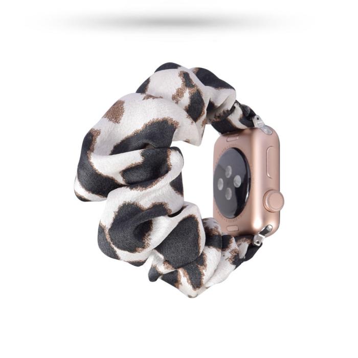 Bild 3, Scrunchie White Leopard Armband Apple Watch 41/40/38 mm