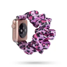 Scrunchie Silk Pink Leopard Armband Apple Watch 42/44/45/46/49 mm