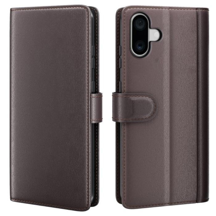 Bild 1, iPhone 16 Fodral Premium Äkta Läder Brun
