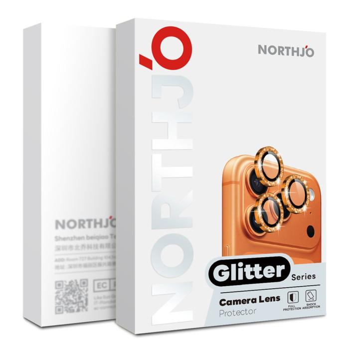 Bild 5, NORTHJO iPhone 18 Pro/18 Pro Max Linsskydd Glitter