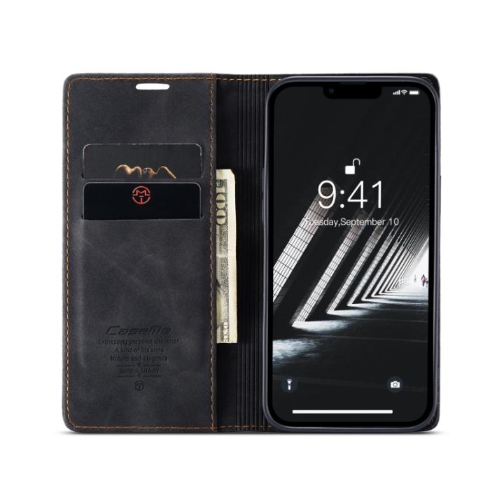 Bild 4, CASEME iPhone 14 Plus Fodral Flip Retro Läder Svart