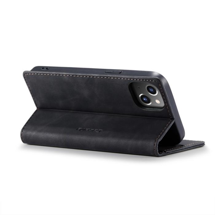Bild 5, CASEME iPhone 14 Plus Fodral Flip Retro Läder Svart