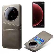 Xiaomi 15 Ultra L&auml;derbelagt Skal Med Kortfack Gr&aring;