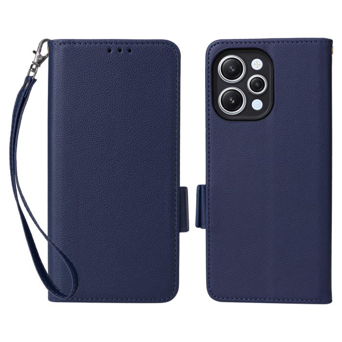 Bild 1, Xiaomi Redmi 12 5G/4G Fodral Litchi Läder Mörk Blå