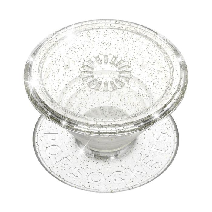 Bild 3, PopSockets Avtagbart Grip med Ställfunktion Clear Glitter Silver