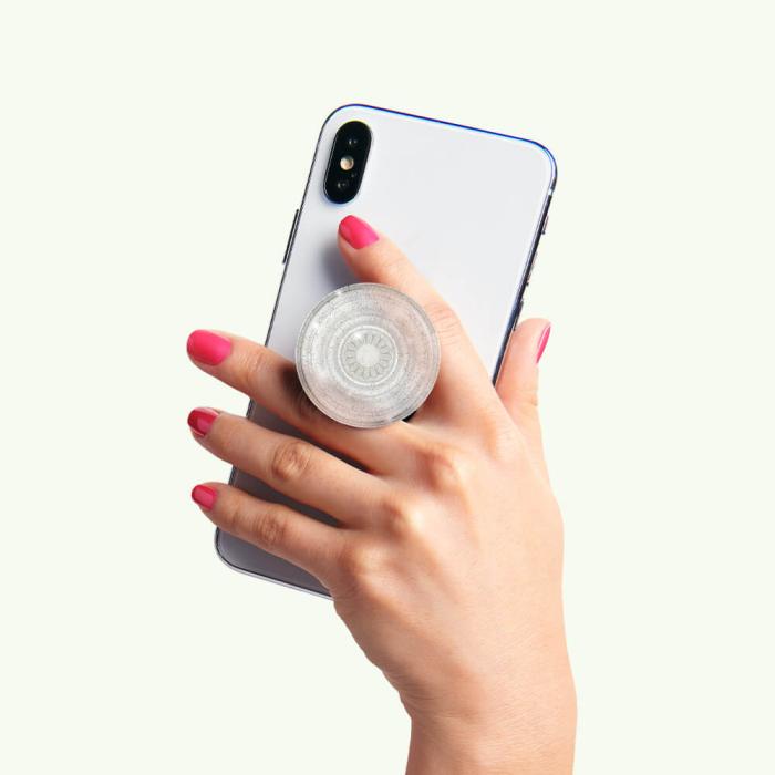 Bild 10, PopSockets Avtagbart Grip med Ställfunktion Clear Glitter Silver