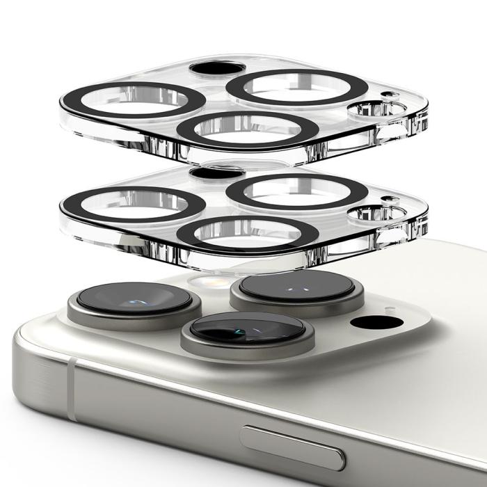 Bild 4, Ringke iPhone 16 Pro / 16 Pro Max 2-PACK Linsskydd Härdat Glas Transparent