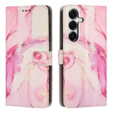 Samsung Galaxy S26 Fodral L&auml;der Marmor Ros&eacute;guld