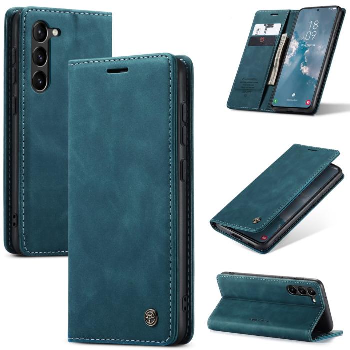 Bild 1, CASEME Galaxy S24 Plus Fodral Flip Retro Läder Blå