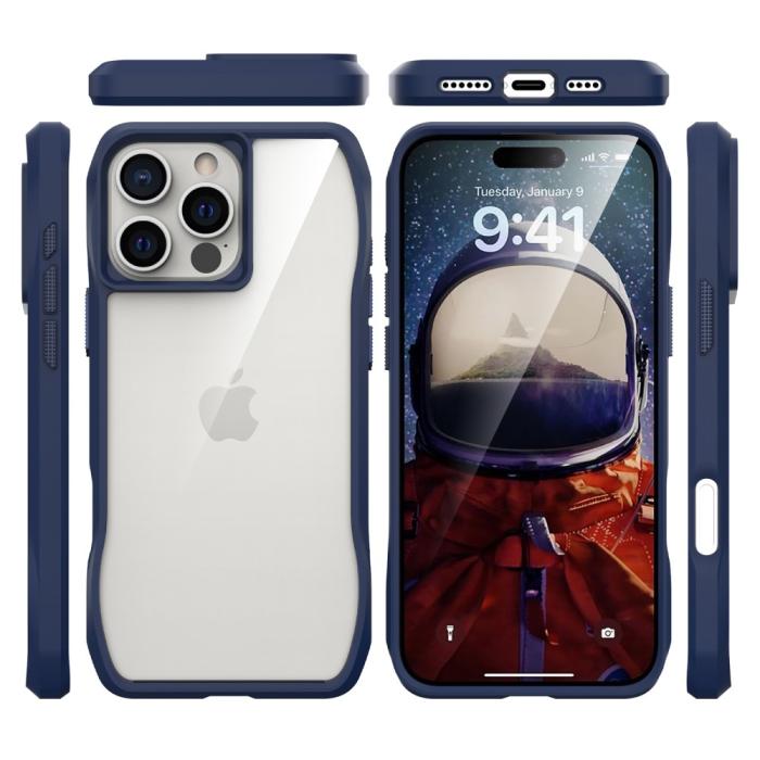 Bild 3, iPhone 16 Pro Skal Shockproof Hybrid Mörk Blå