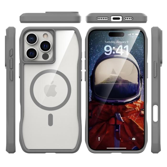 Bild 3, iPhone 16 Pro Skal MagSafe Shockproof Hybrid Grå
