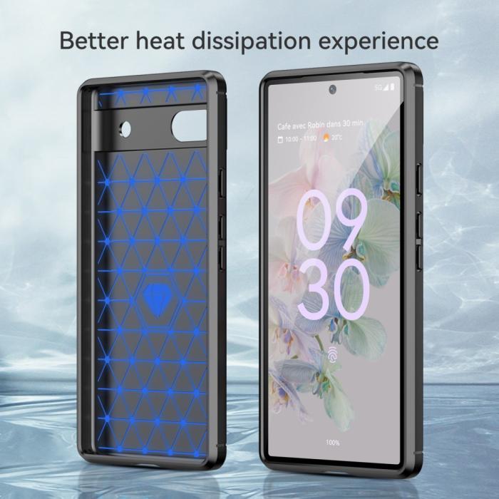 Bild 4, Google Pixel 6A Skal Borstad Stål Textur Svart