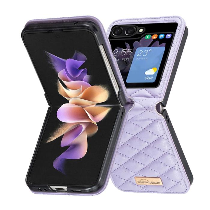 Bild 5, Samsung Galaxy Z Flip 5 Skal Diamond Textur Lila
