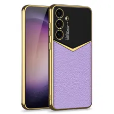 GKK Galaxy S25 Plus Skal L&auml;der Hybrid Electroplate Lila
