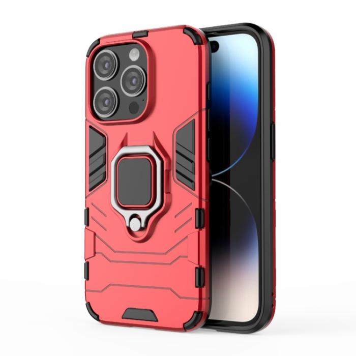 Bild 1, iPhone 15 Pro Skal Armor Hybrid Ring Röd