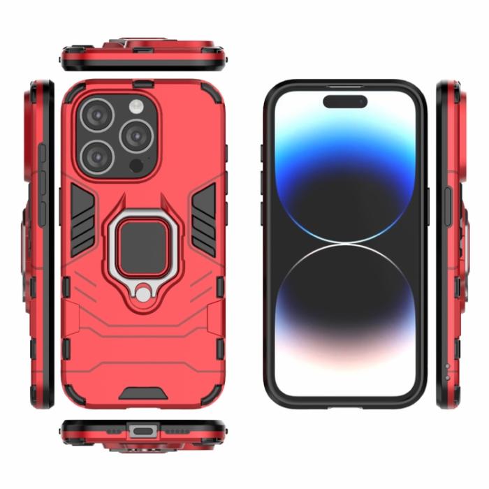 Bild 2, iPhone 15 Pro Skal Armor Hybrid Ring Röd