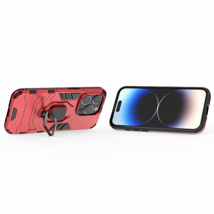 Bild 4, iPhone 15 Pro Skal Armor Hybrid Ring Röd