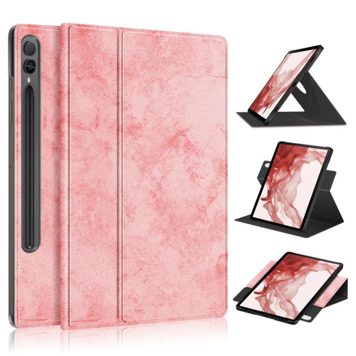 Bild 1, Galaxy Tab S9 Fodral Läder 360° Rotation Rosa