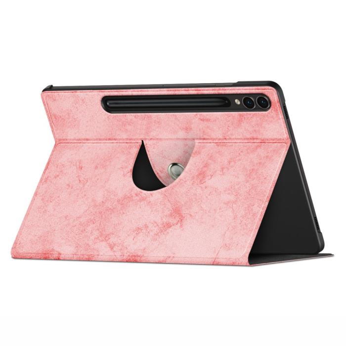 Bild 3, Galaxy Tab S9 Fodral Läder 360° Rotation Rosa