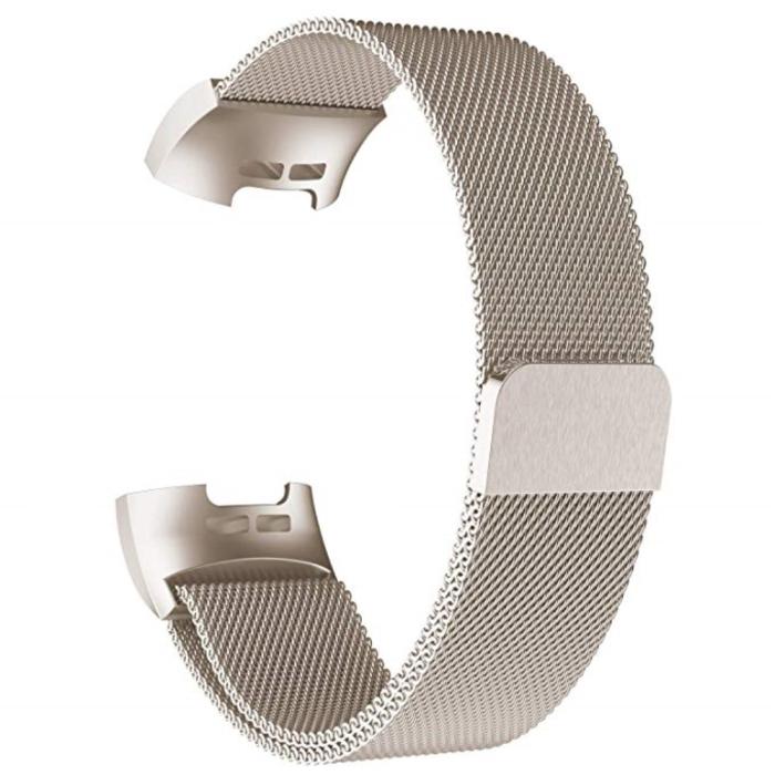 Bild 1, Milanese Loop Metall Armband Fitbit Charge 4/3 Champagne Guld