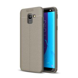 Samsung Galaxy J6 (2018) - Litchi läderskal - Grå