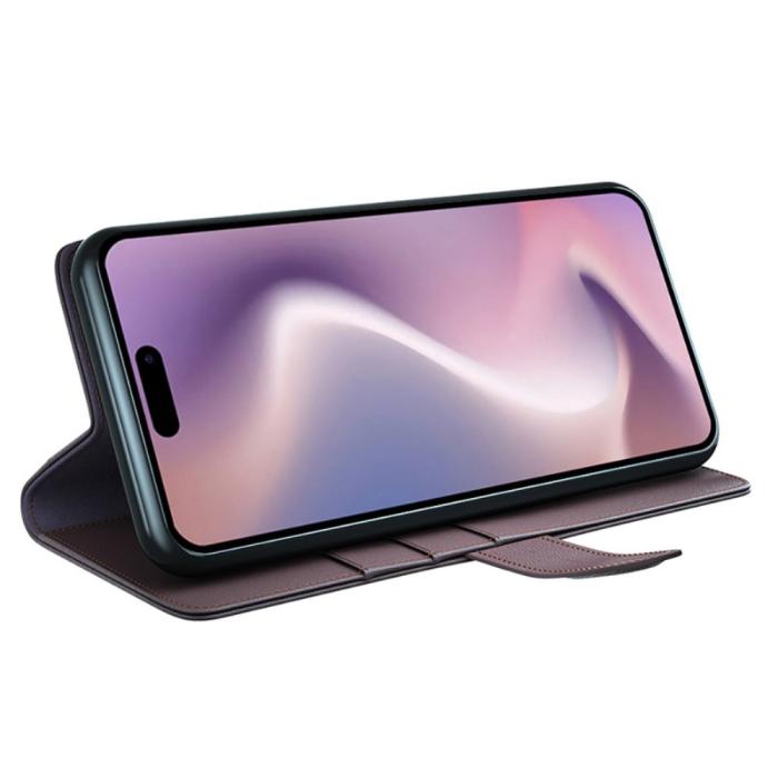 Bild 3, iPhone 16 Fodral Premium Äkta Läder Brun
