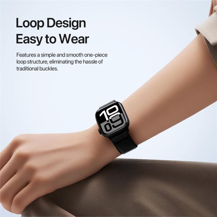 Bild 5, DUX DUCIS Apple Watch 38/40/41/42 mm Armband Nylon Loop Svart