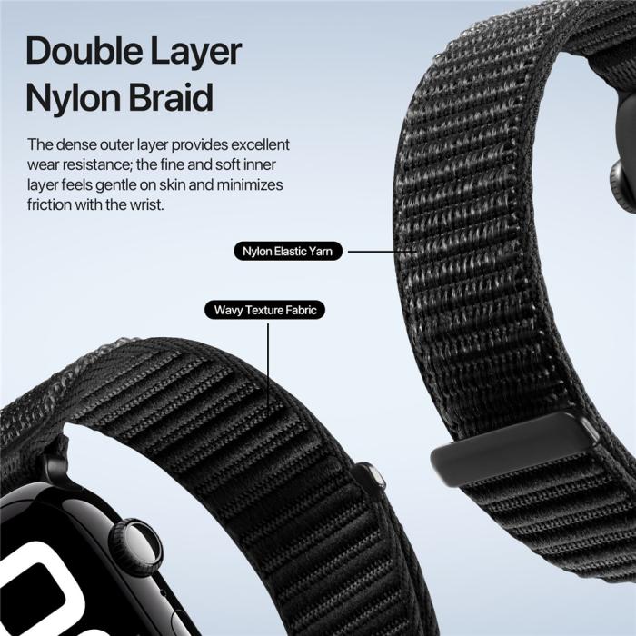 Bild 6, DUX DUCIS Apple Watch 38/40/41/42 mm Armband Nylon Loop Svart