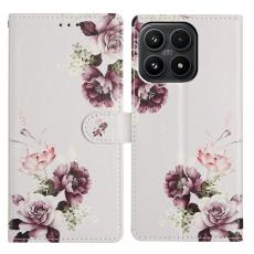Xiaomi 17 Fodral L&auml;der Blommor Rosa