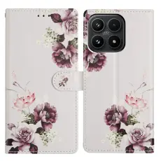Xiaomi 17 Fodral L&auml;der Blommor Rosa