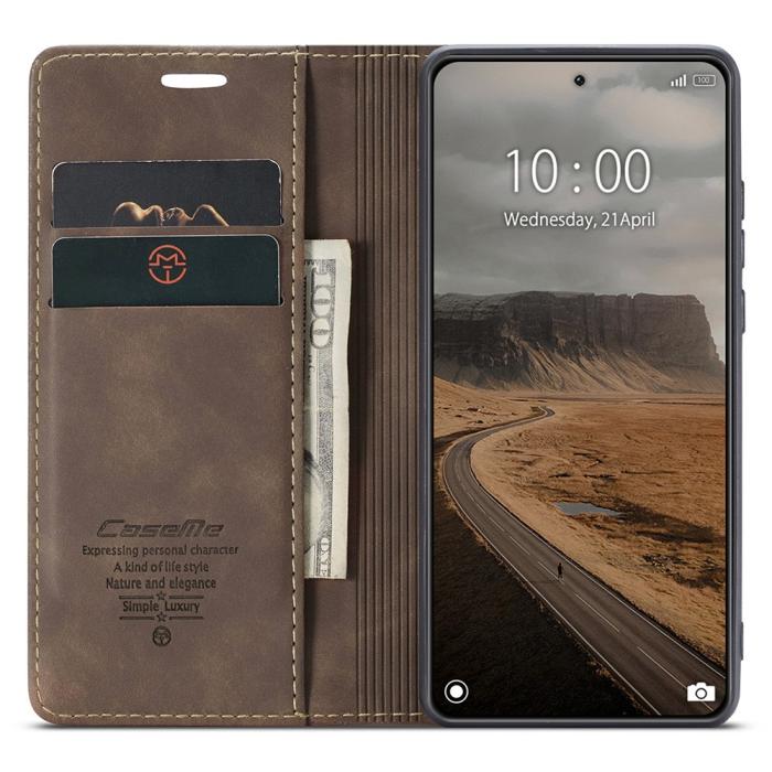 Bild 2, CASEME Xiaomi 14 Fodral Flip Läder Brun