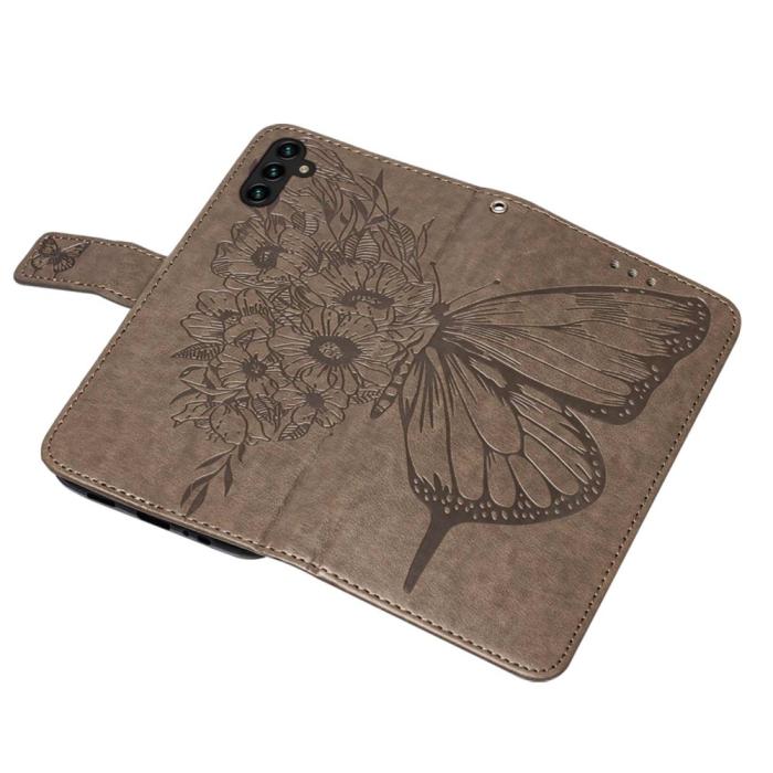 Bild 4, Samsung Galaxy A54 5G Fodral Med Fjäril Tryck Grå